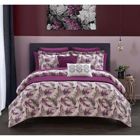 FIXTURESFIRST 12 Piece Koli Comforter & Quilt Set, Purple - Queen Size FI1699532